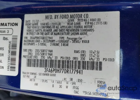 2013 Ford Fusion Se from USA, damaged, VIN 3FA6P0H77DR177941